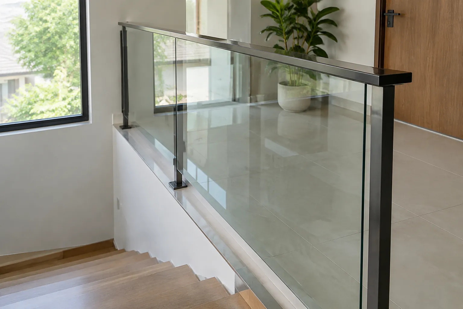 Railing kaca jadi.