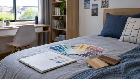 Sampel warna di atas tempat tidur remaja