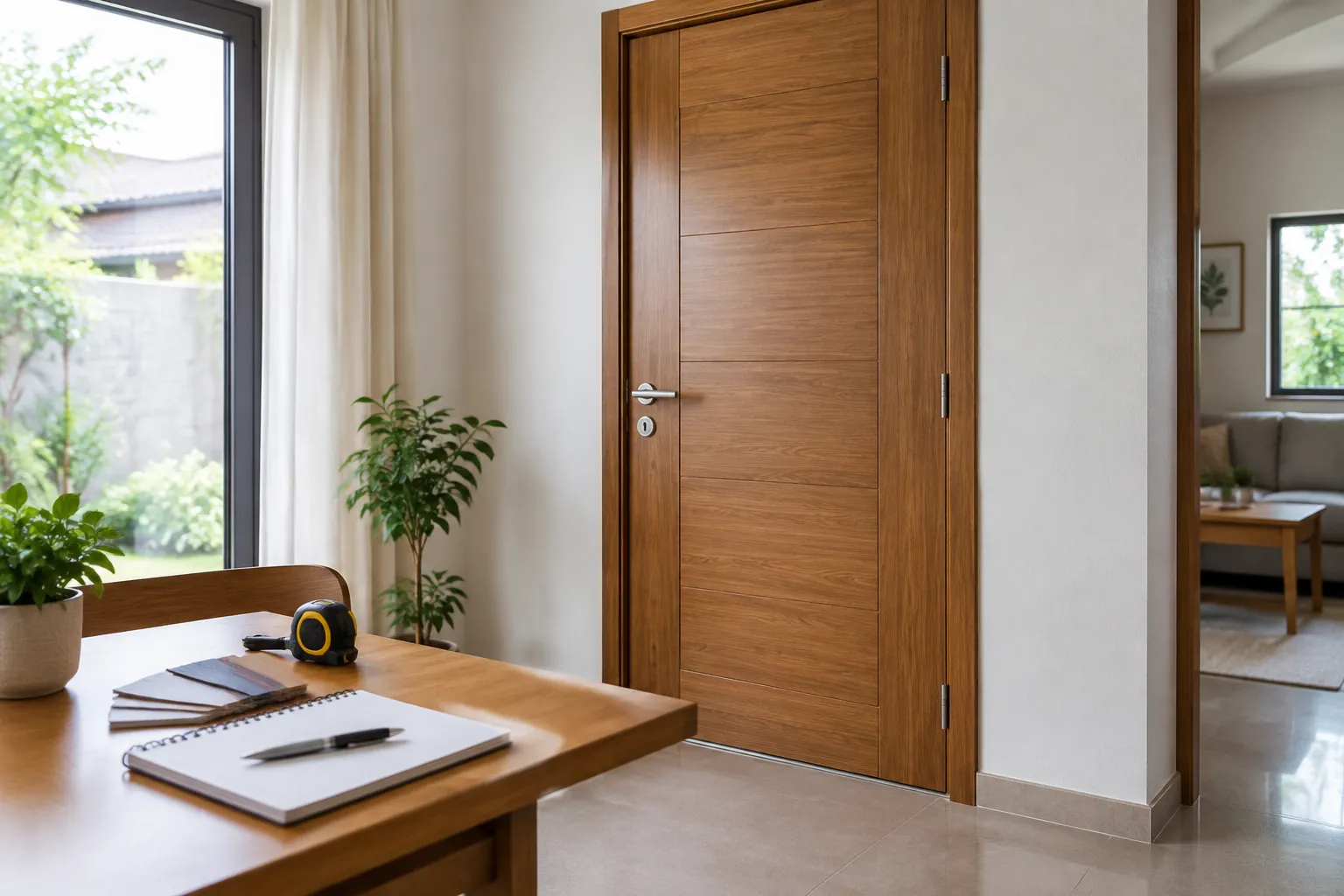 Pintu jadi dan dokumen.