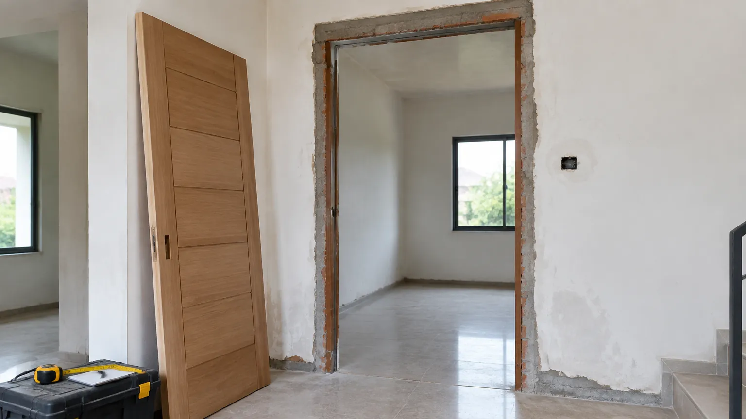 Bukaan pintu pada rumah yang sedang direnovasi