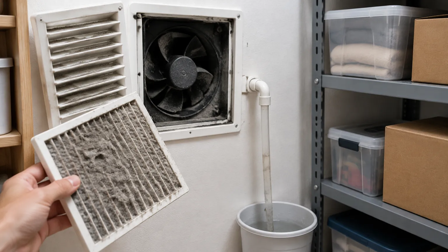 Saringan ventilasi gudang dilepas untuk dibersihkan