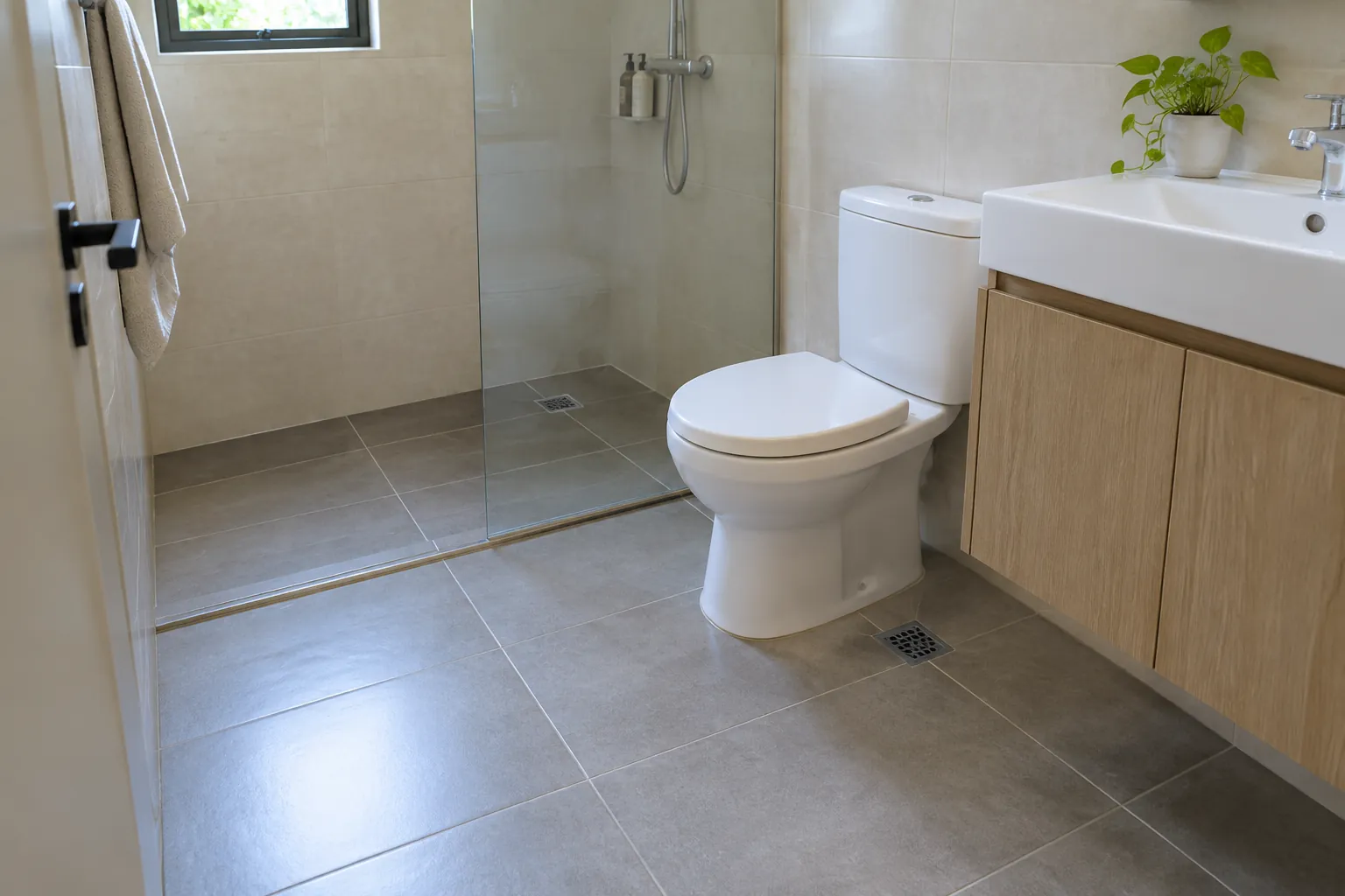 Lantai kamar mandi.
