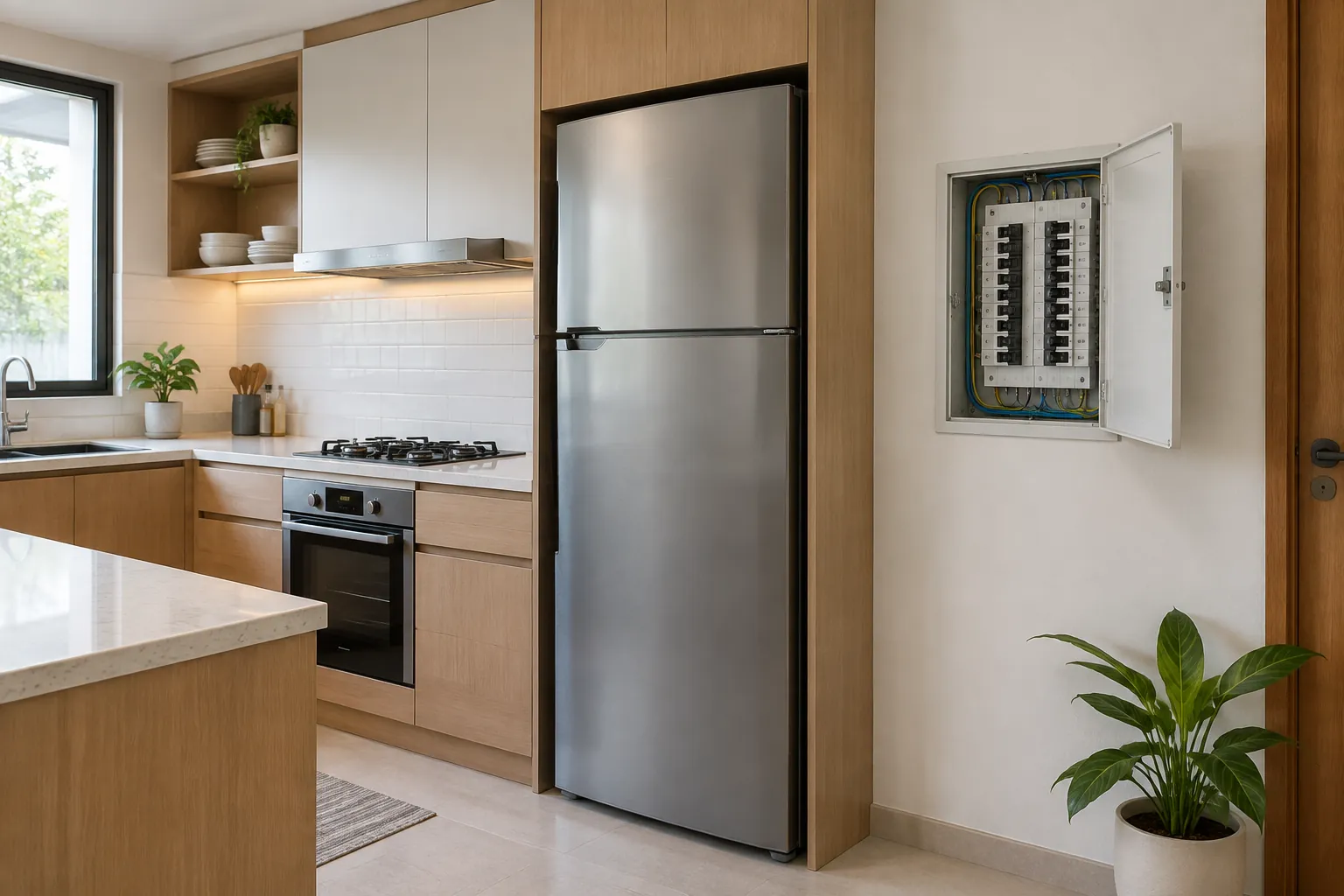 Panel listrik di dapur.