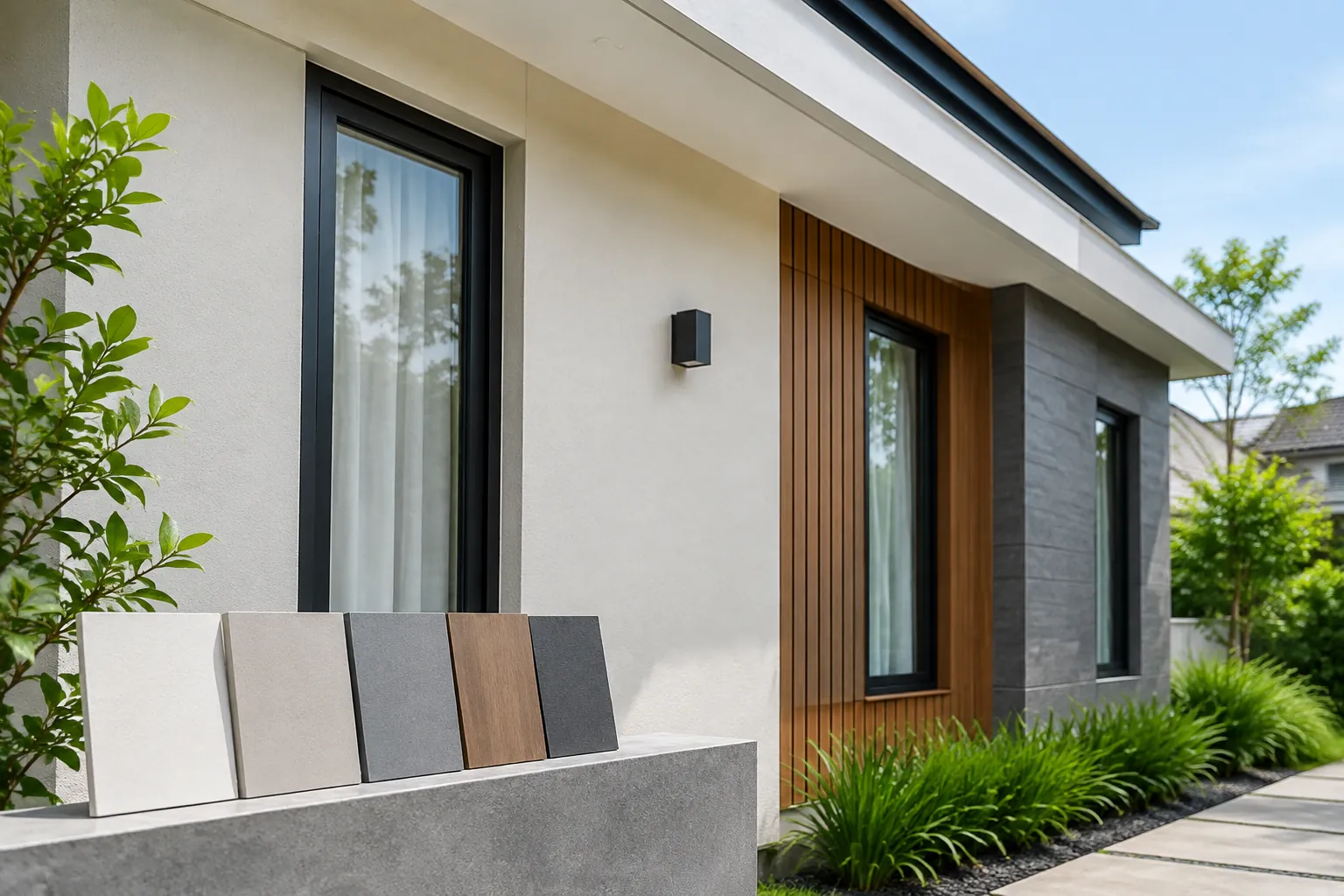 Contoh warna fasad di depan dinding luar rumah