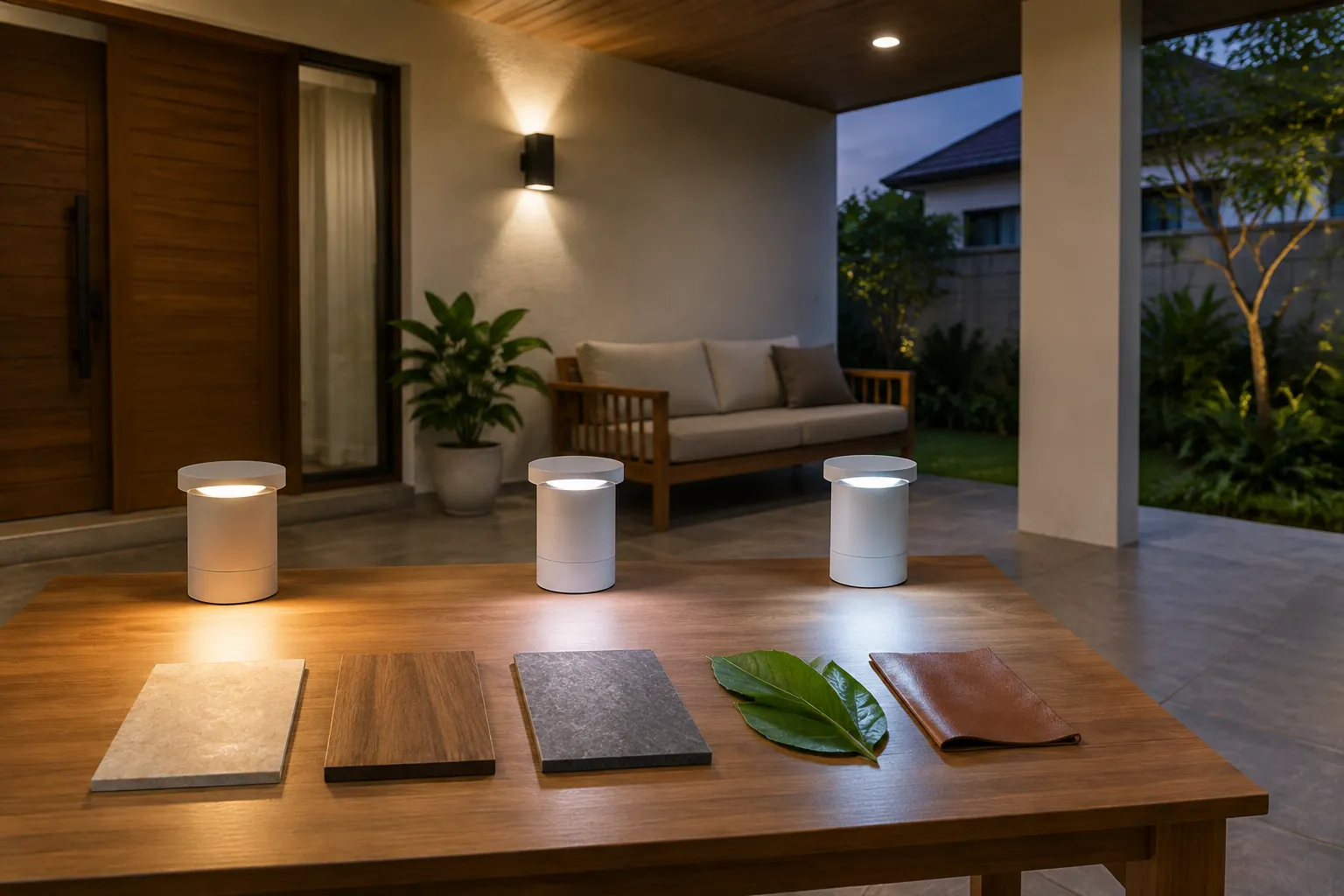 Beberapa contoh lampu kecil diuji pada teras rumah
