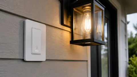 Lampu dinding luar rumah dan sakelar pintar