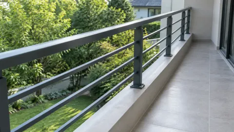Railing logam pada tepi balkon rumah