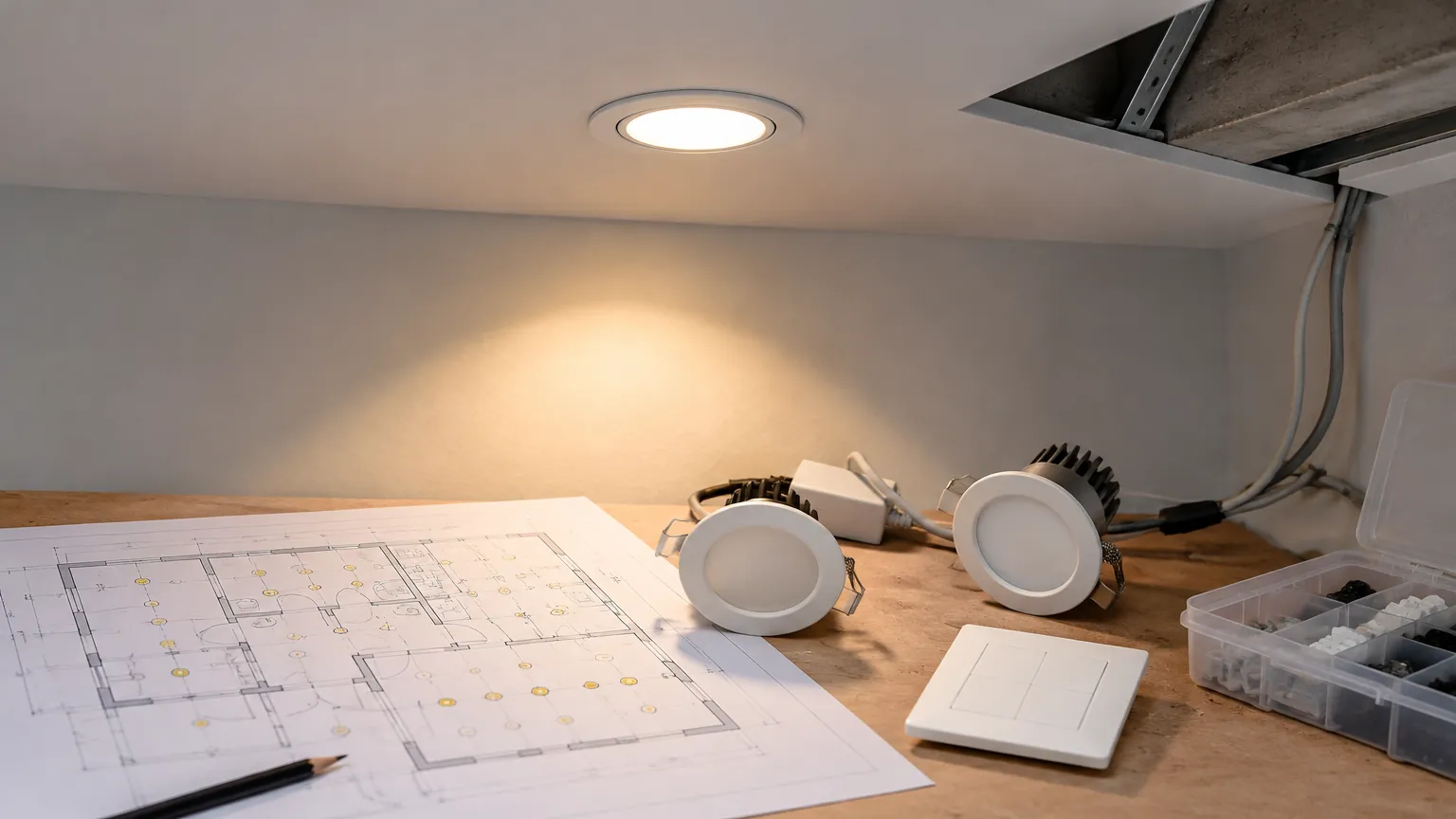 Lampu tanam dan rencana titik pencahayaan