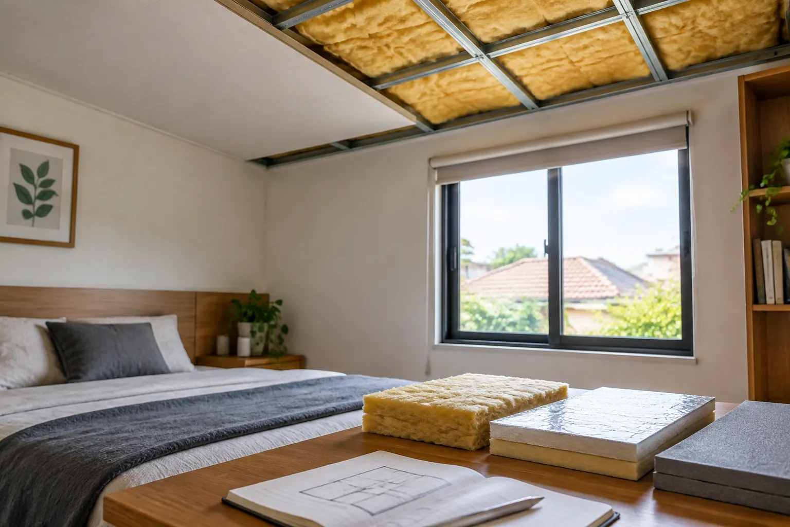 Contoh lapisan insulasi di atas kamar tidur