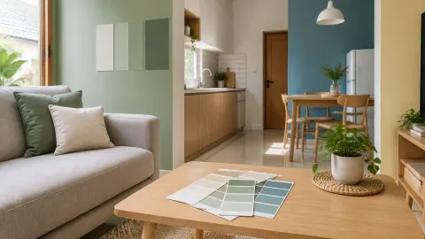 Contoh warna cat di meja pada ruang rumah kecil