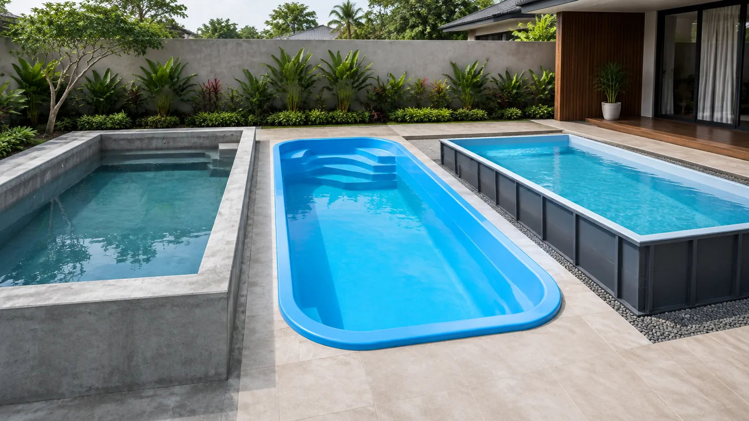 Dua contoh bentuk kolam pada area rumah
