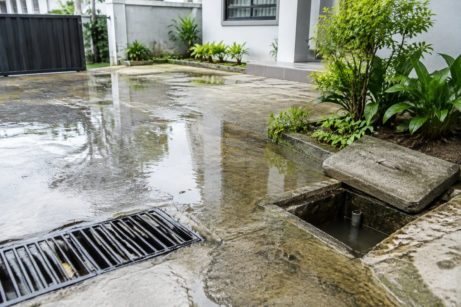 Genangan tetap terlihat meskipun ada inlet di dekatnya