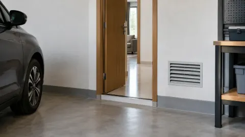 Garasi rumah dengan pintu penghubung dan ventilasi