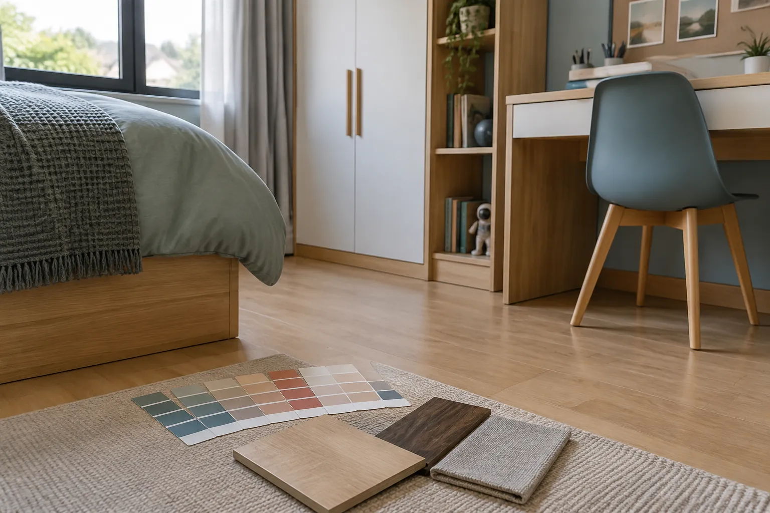 Sampel warna dan material lantai kamar remaja