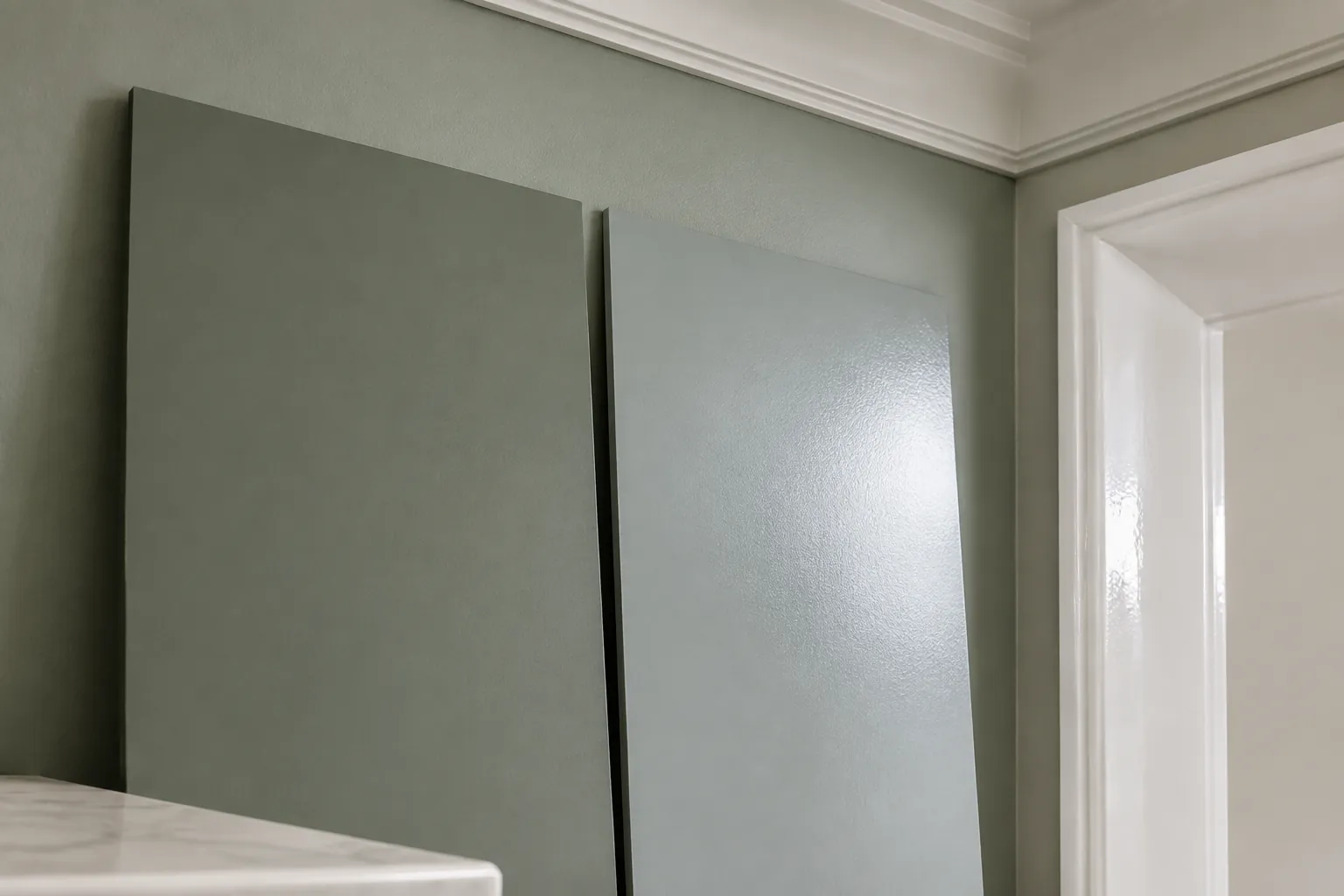 Contoh warna cat hijau pada bidang dinding interior