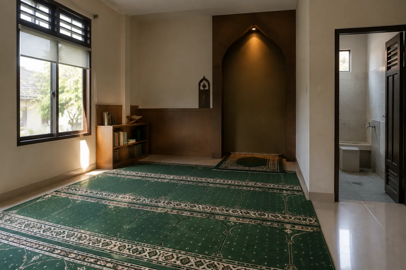 Musala dengan jendela samping dan cahaya terbatas