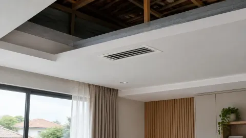 Kisi ventilasi pada plafon rumah di bawah atap