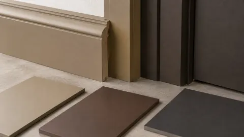 Contoh trim warna cokelat dan khaki