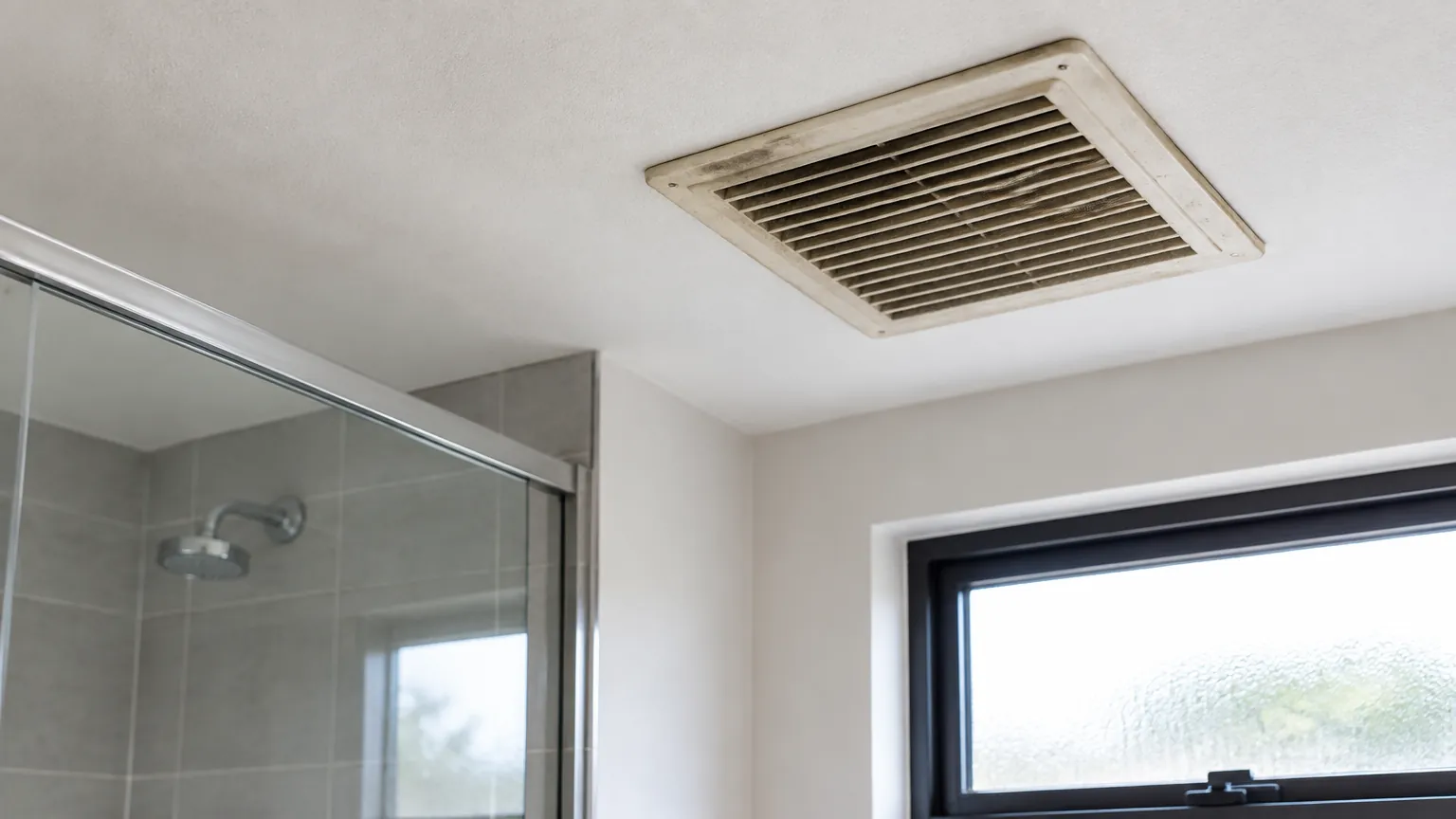 Kisi ventilasi plafon lama di dekat kamar mandi