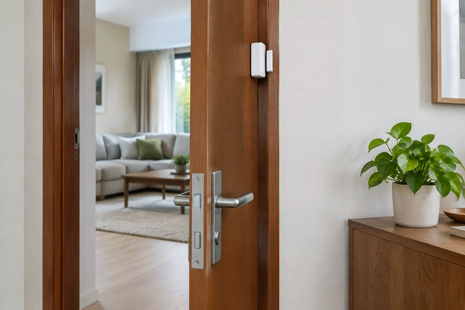 Sensor kontak yang terpasang pada pintu.