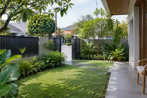 Taman dan gerbang.