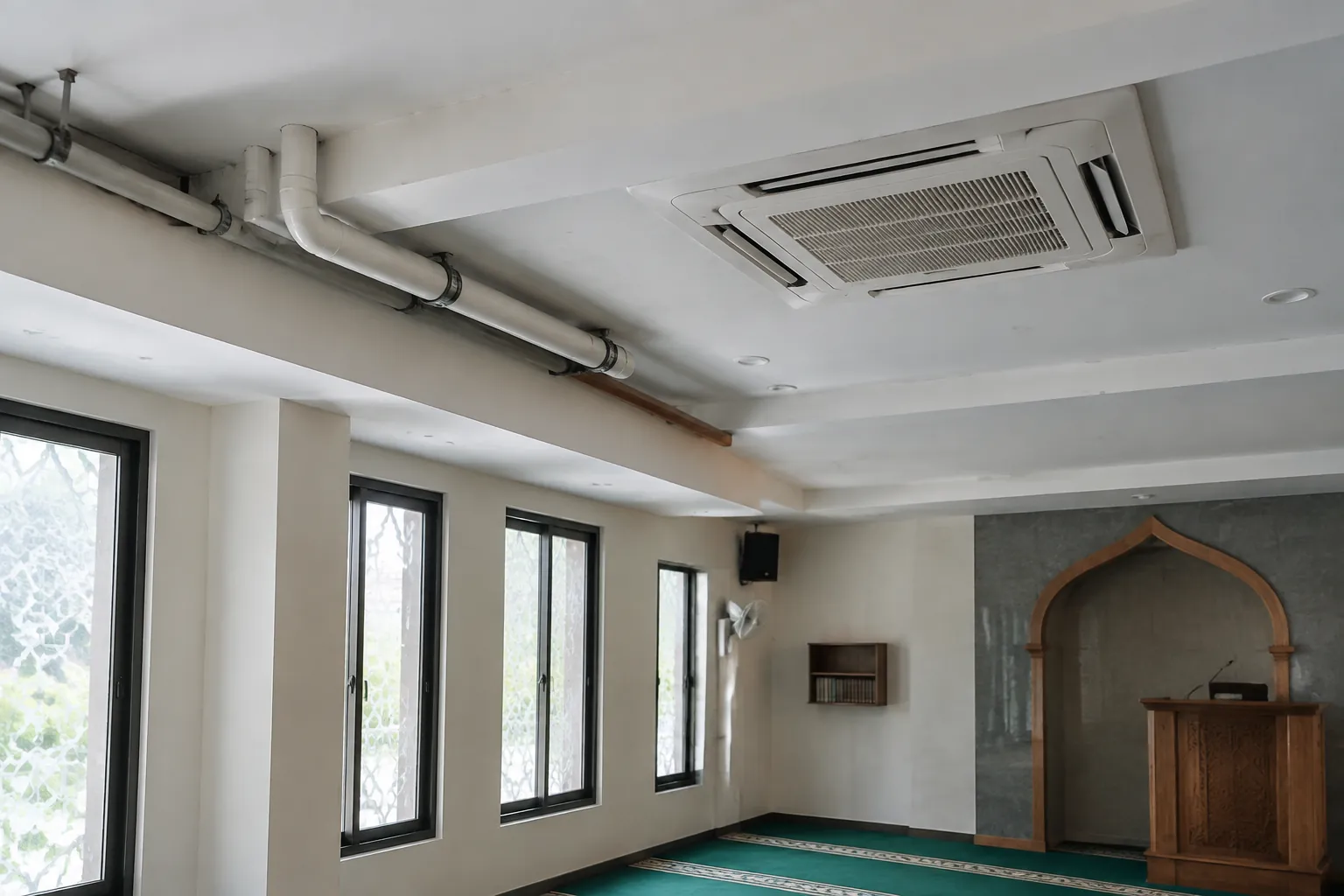 Plafon musala dengan perangkat di bagian atas ruang