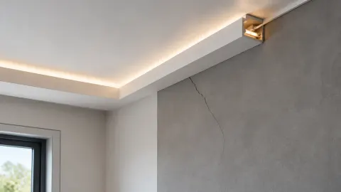 Trim plafon dengan jalur pencahayaan tersembunyi