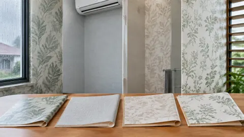 Sampel wallpaper dipasang di ruang beriklim tropis