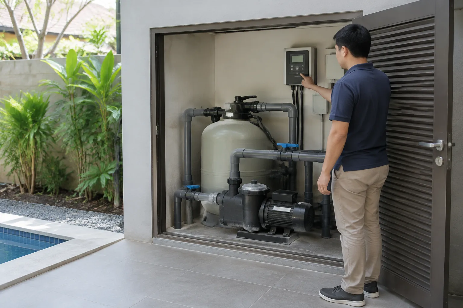 Panel mesin yang diperiksa.