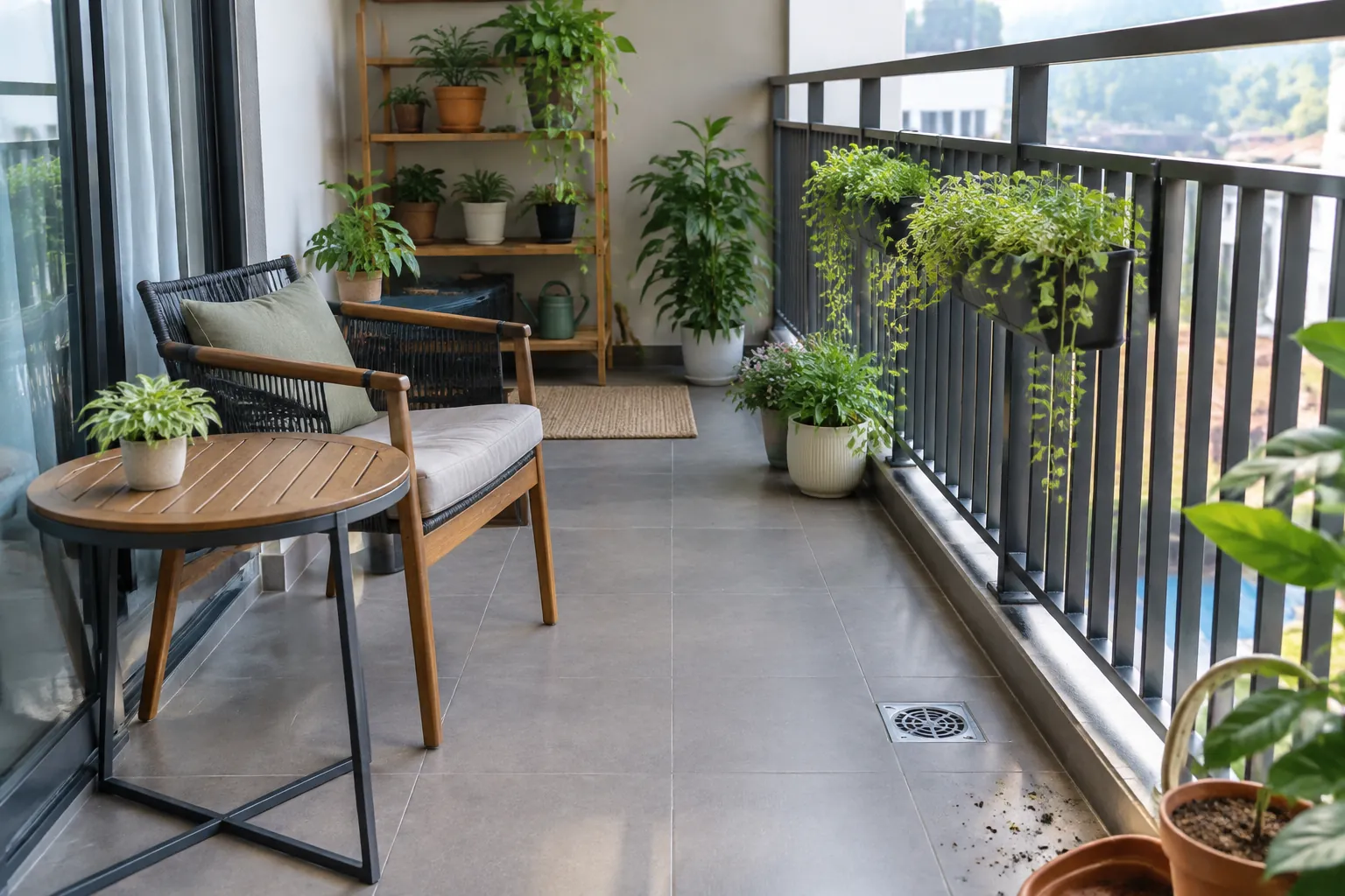 Balkon berfurnitur.