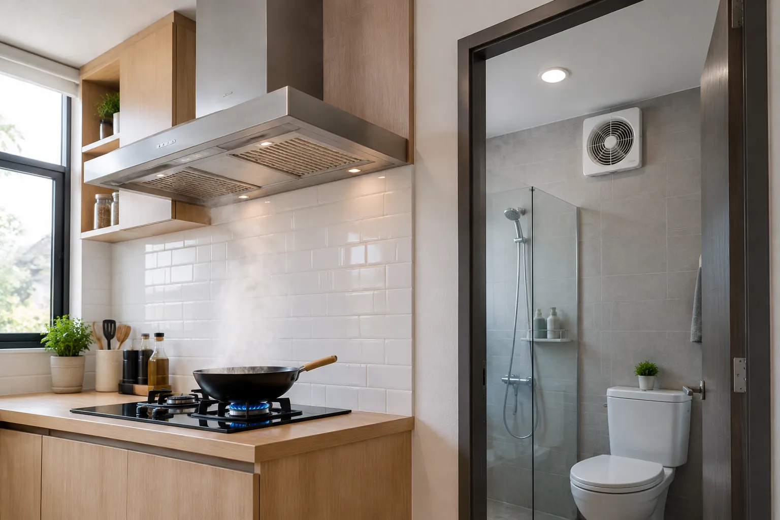 Kap dapur dan ventilasi kamar mandi.