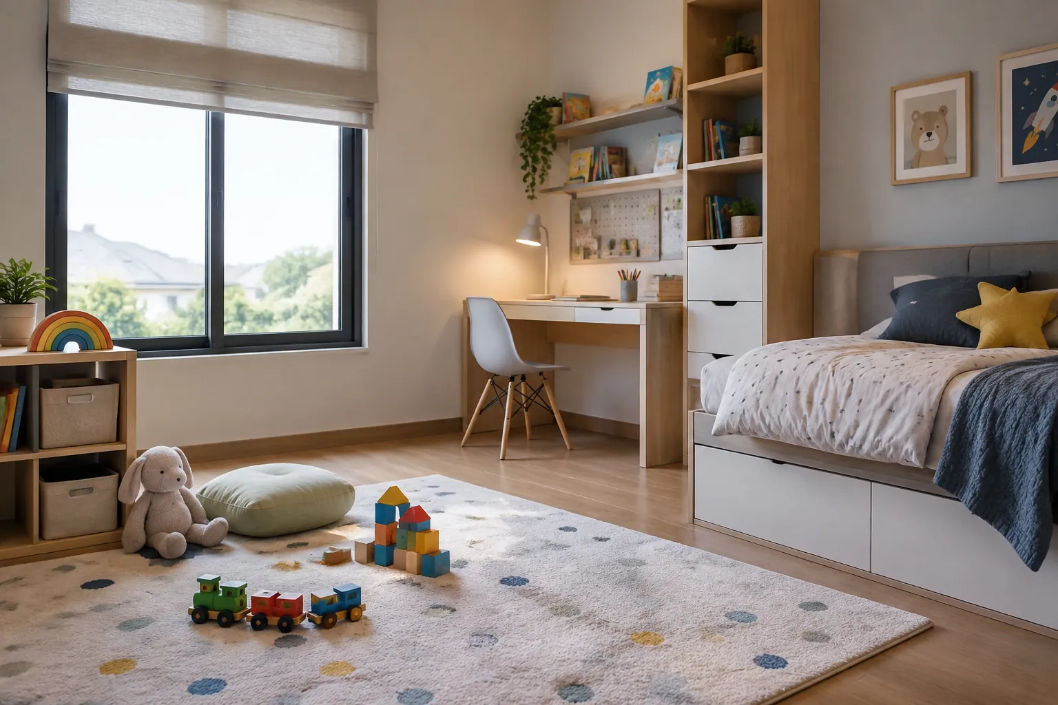 Kamar dengan mainan.