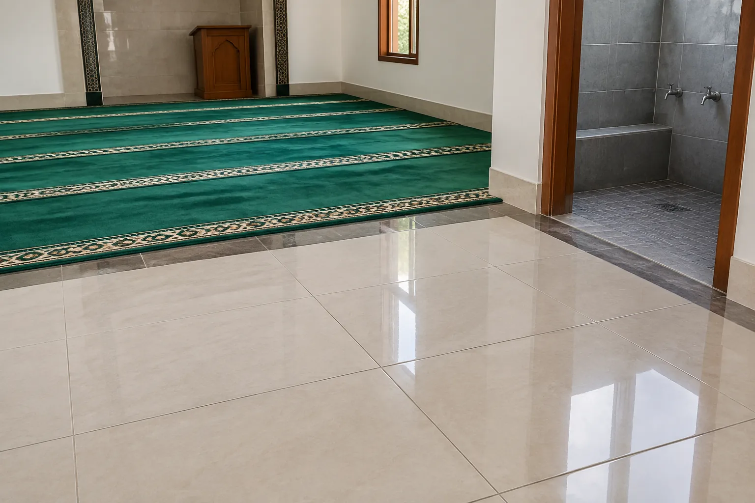 Sambungan lantai dan tepi karpet.