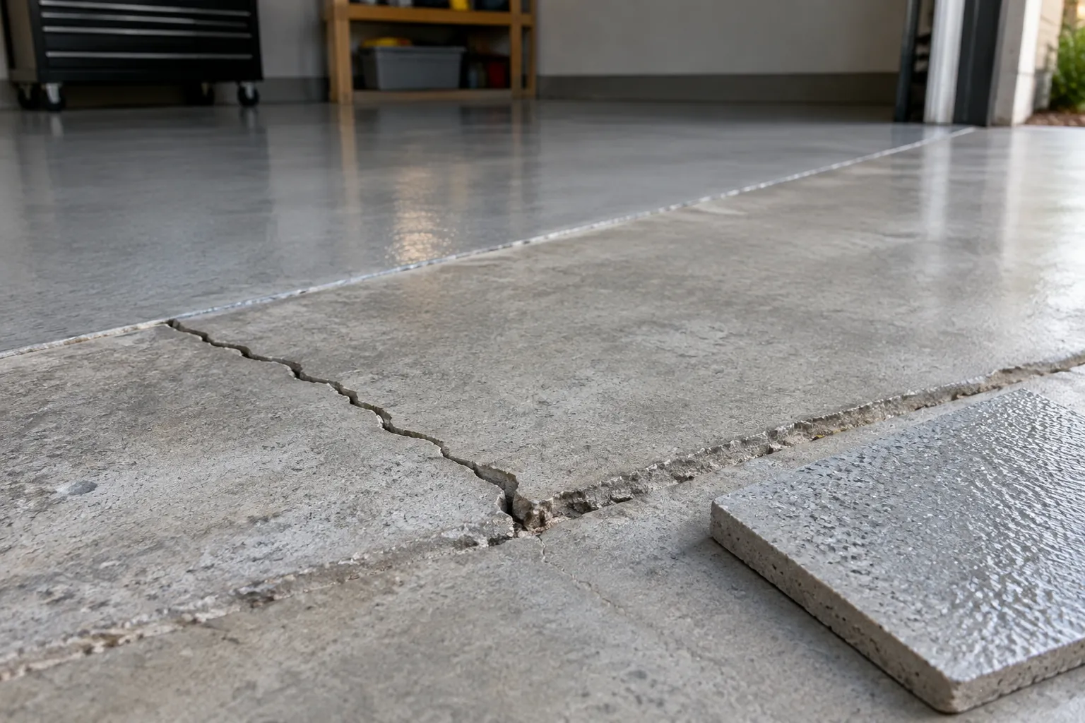Retakan pada lantai beton garasi