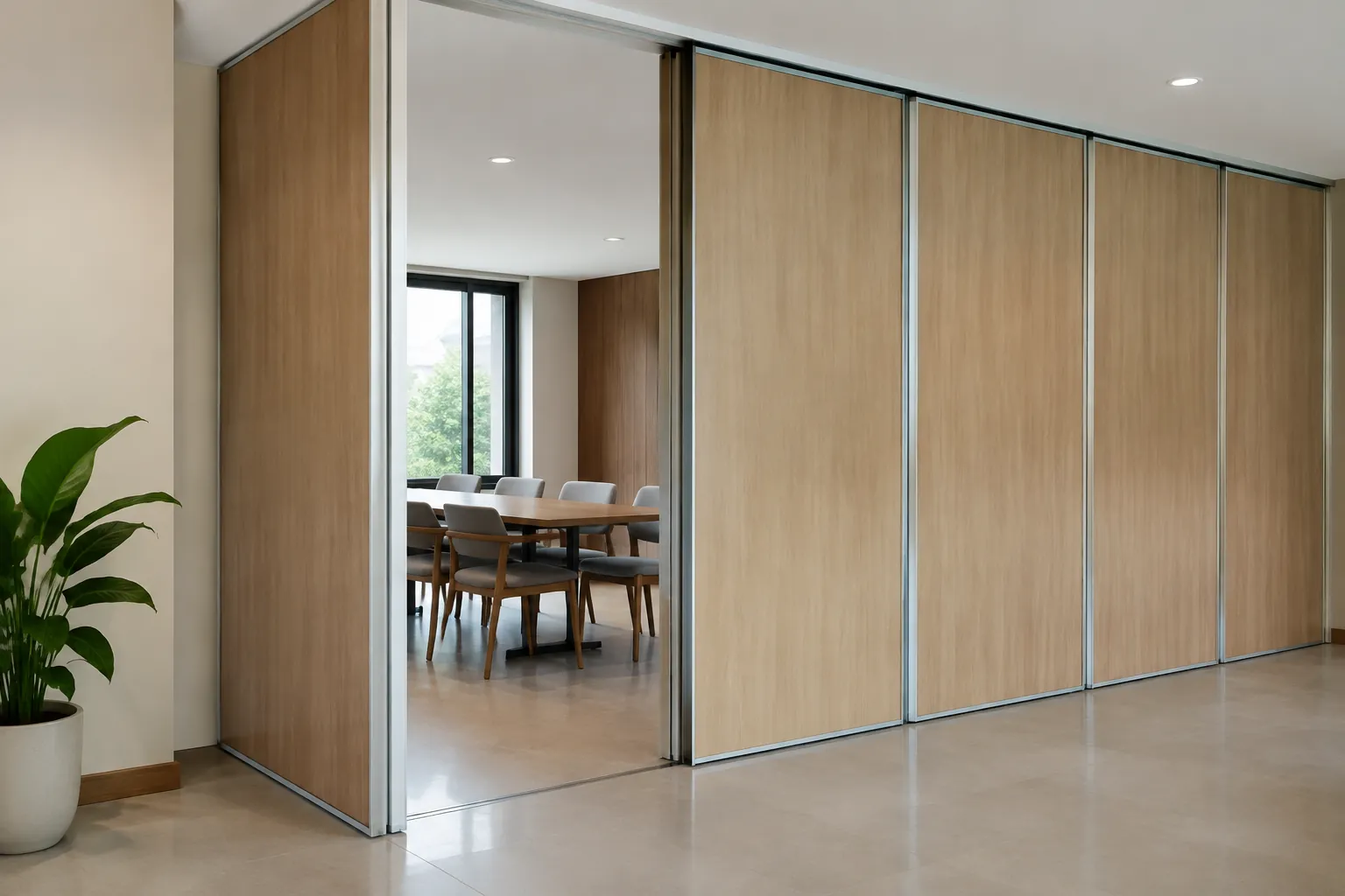 Partisi panel kayu.