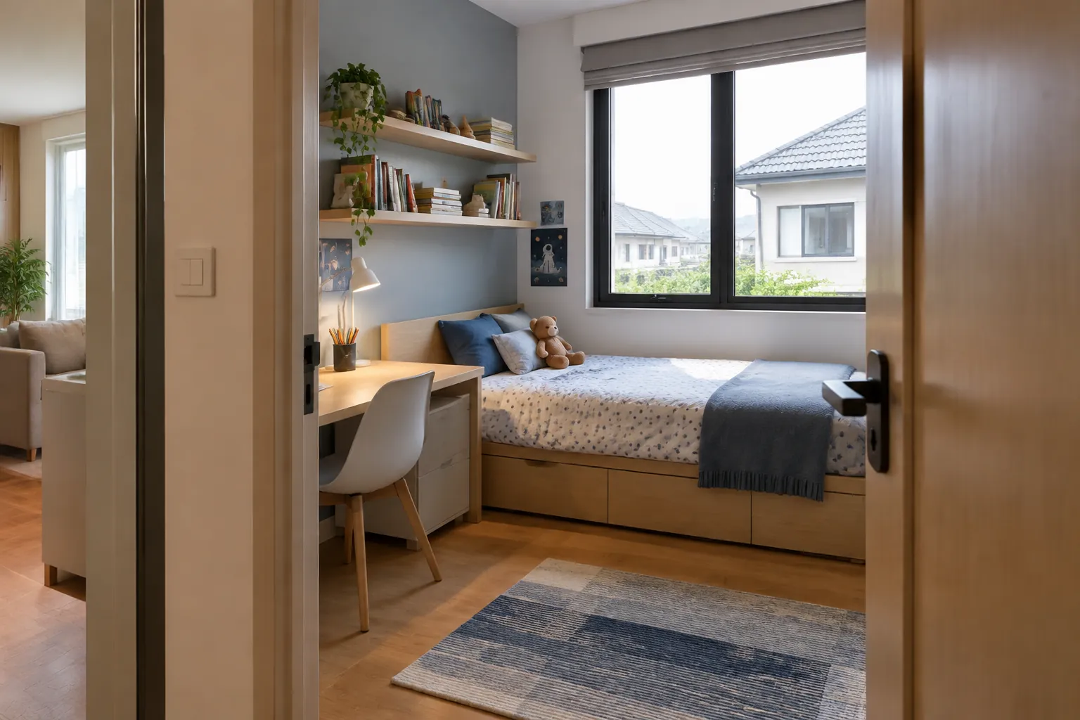 Kamar terlihat dari pintu.