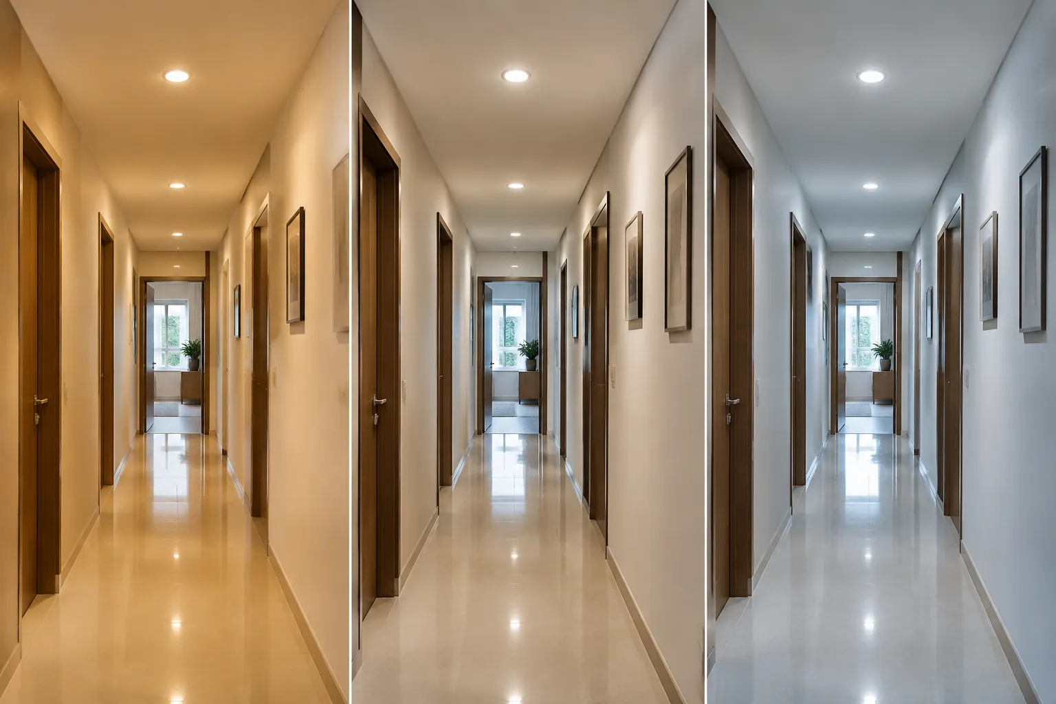 Perbandingan lorong pada beberapa warna cahaya