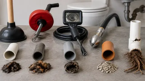 Peralatan dan bagian pipa untuk perbaikan plumbing