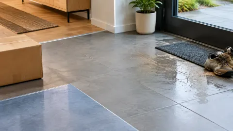Lantai basah pada ambang pintu masuk