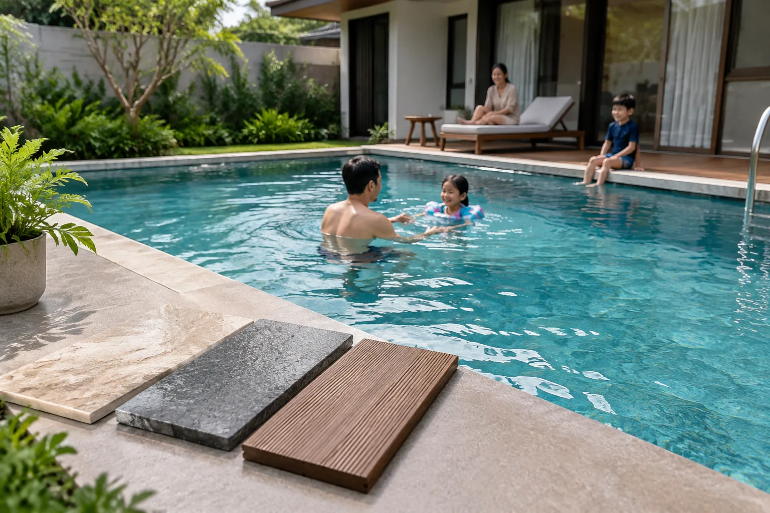 Kegiatan keluarga dan sampel material.