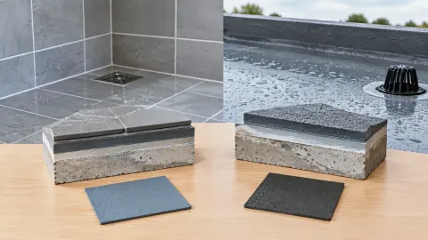 Contoh lapisan waterproofing dan ubin di depan area basah