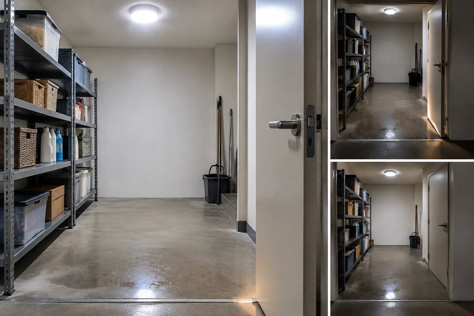 Perbandingan lorong gudang, permukaan lantai, dan saluran