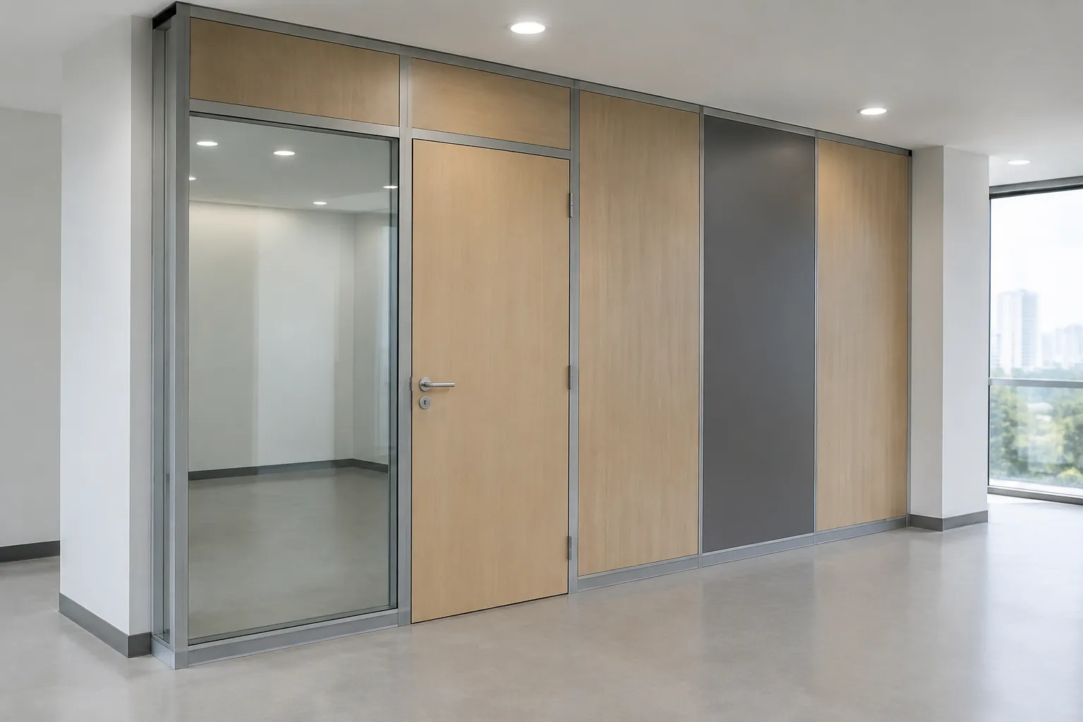 Panel partisi modular membagi area kerja