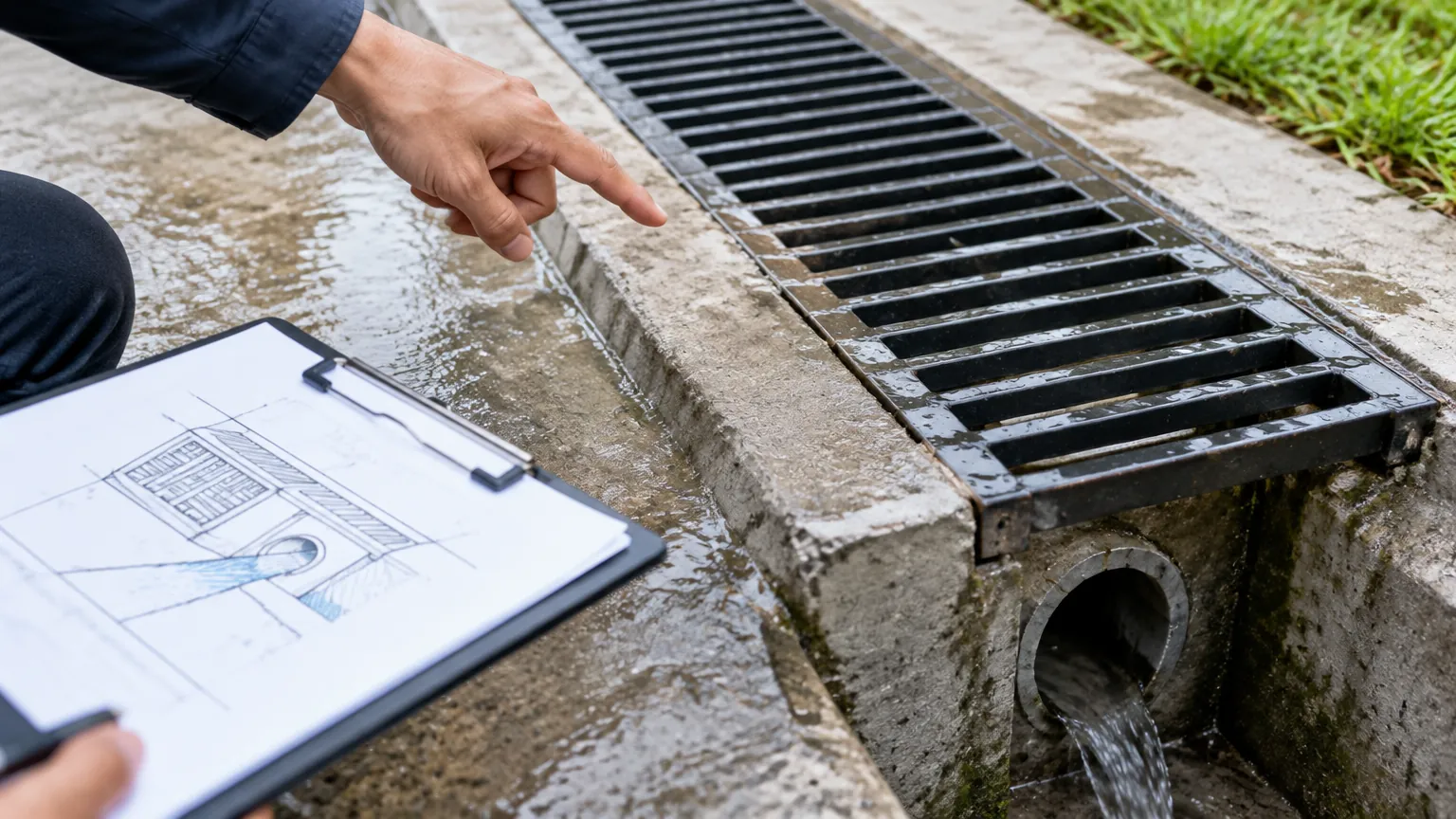 Saluran drainase diperiksa di lokasi