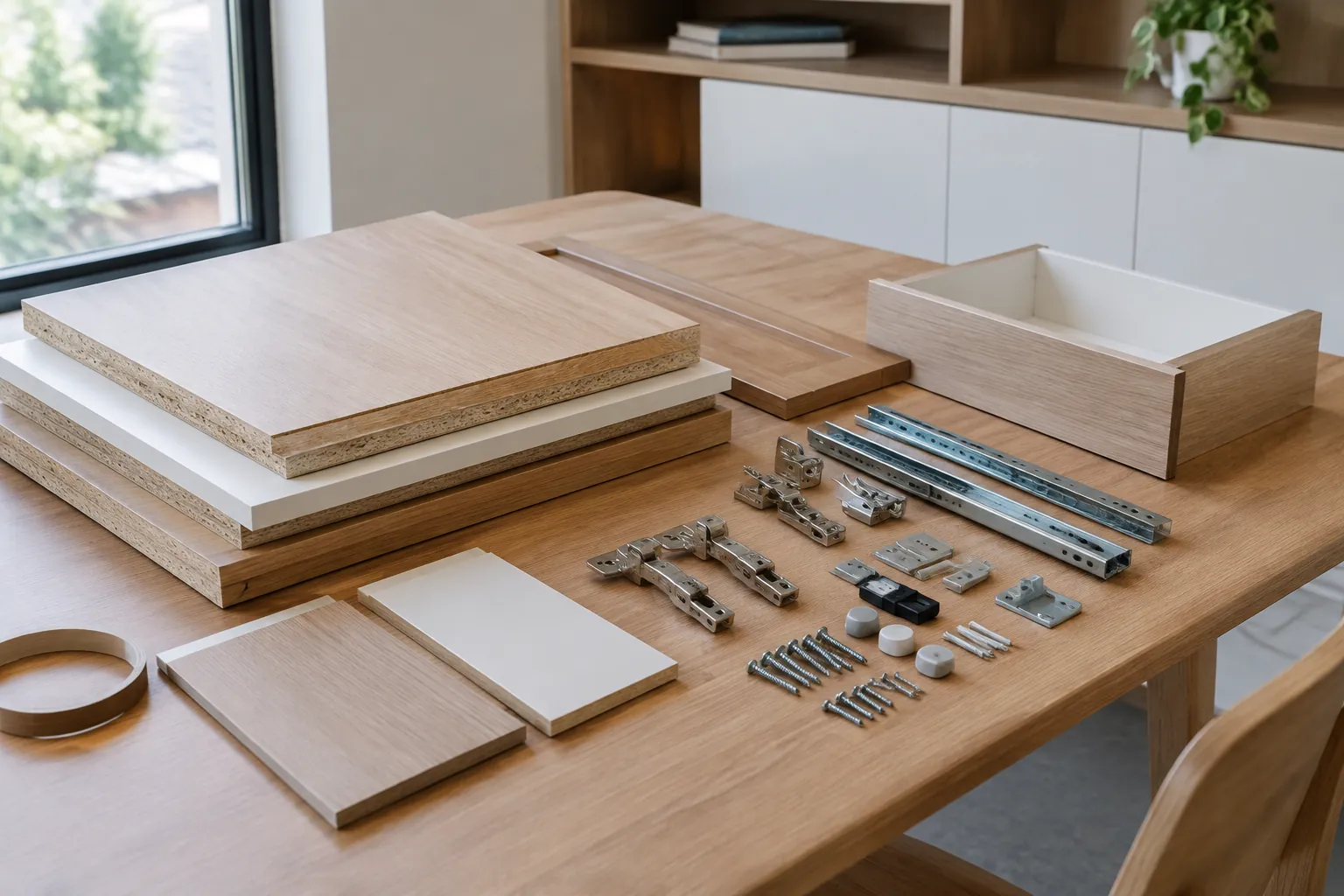 Papan kayu dan perlengkapan sambungan furnitur