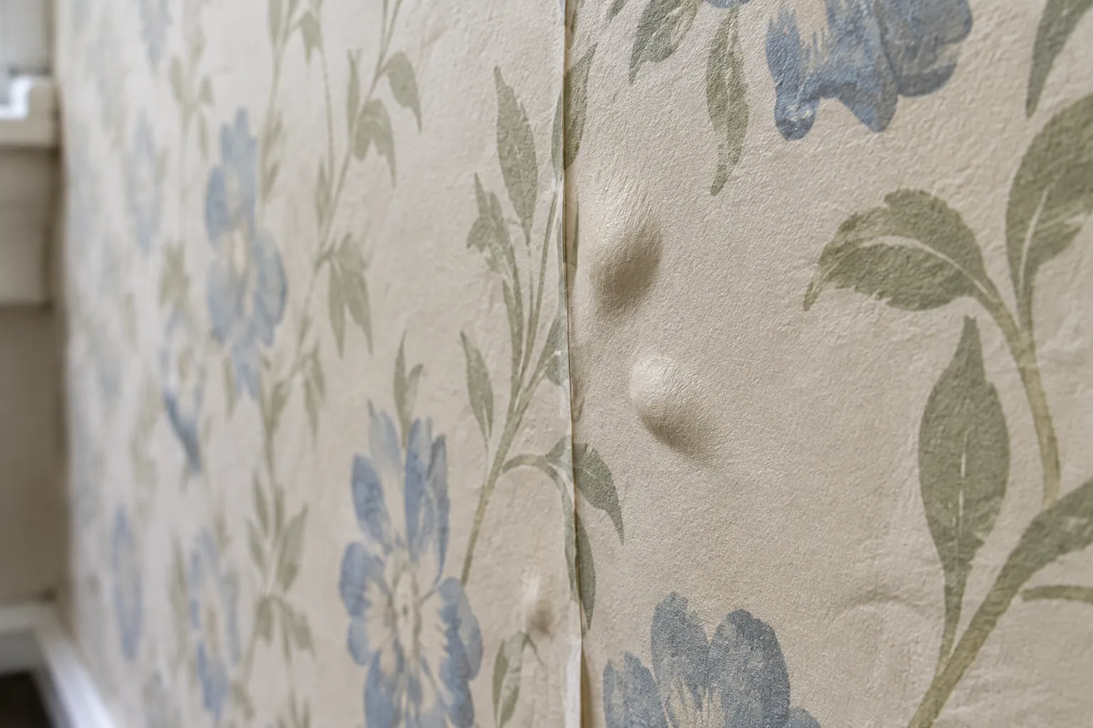 Gelembung pada wallpaper bermotif bunga