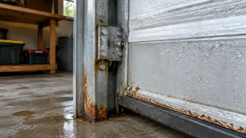Karat pada engsel dan tepi pintu garasi