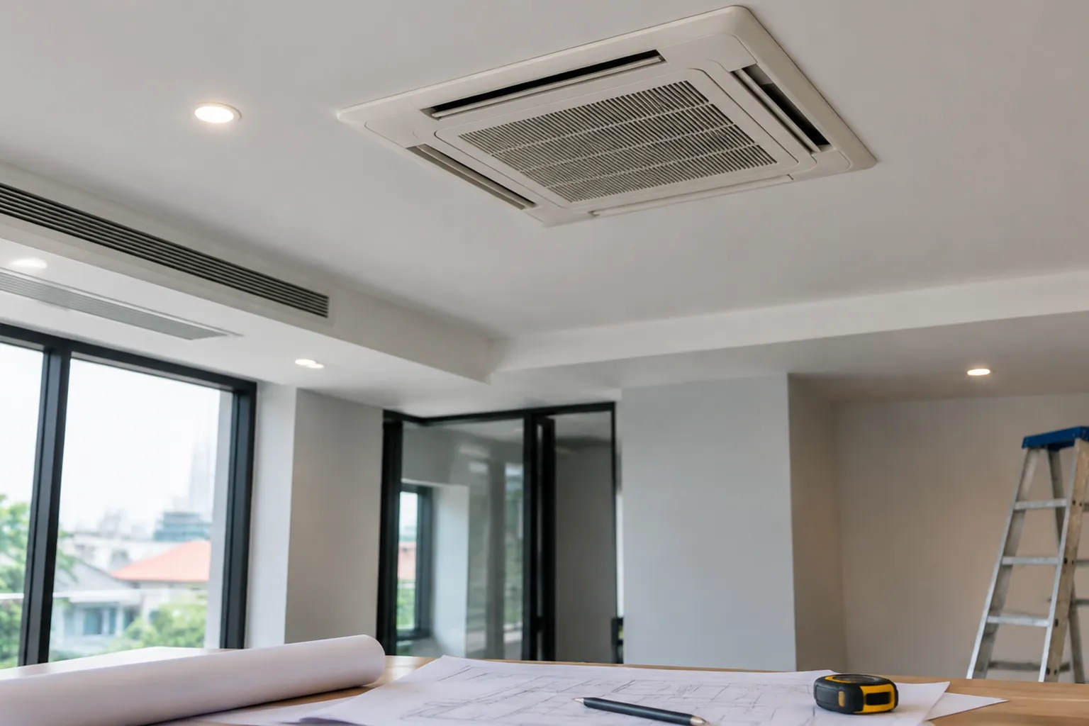 Ruang yang sedang dipasang AC.