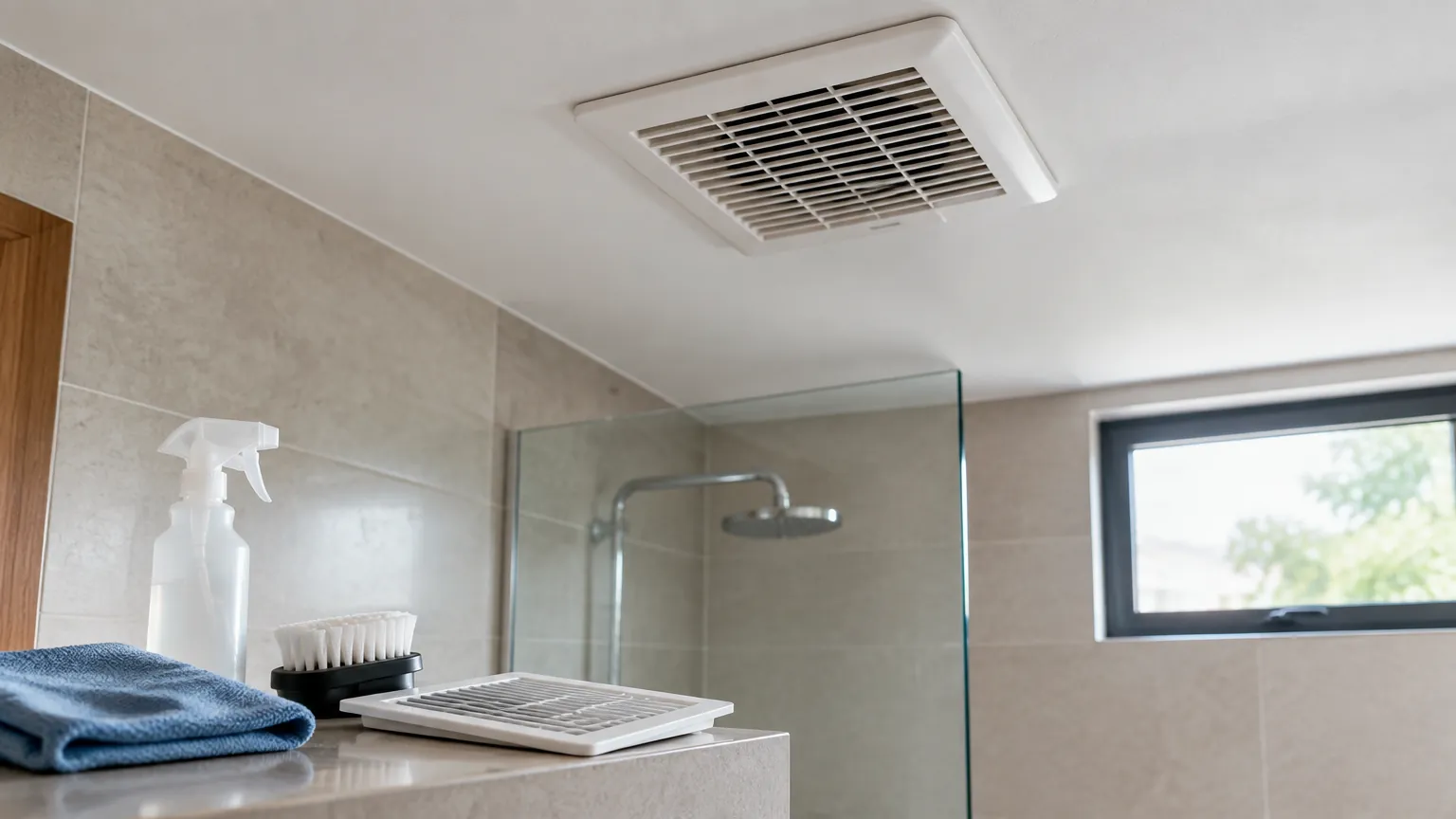 Kisi ventilasi pada plafon kamar mandi