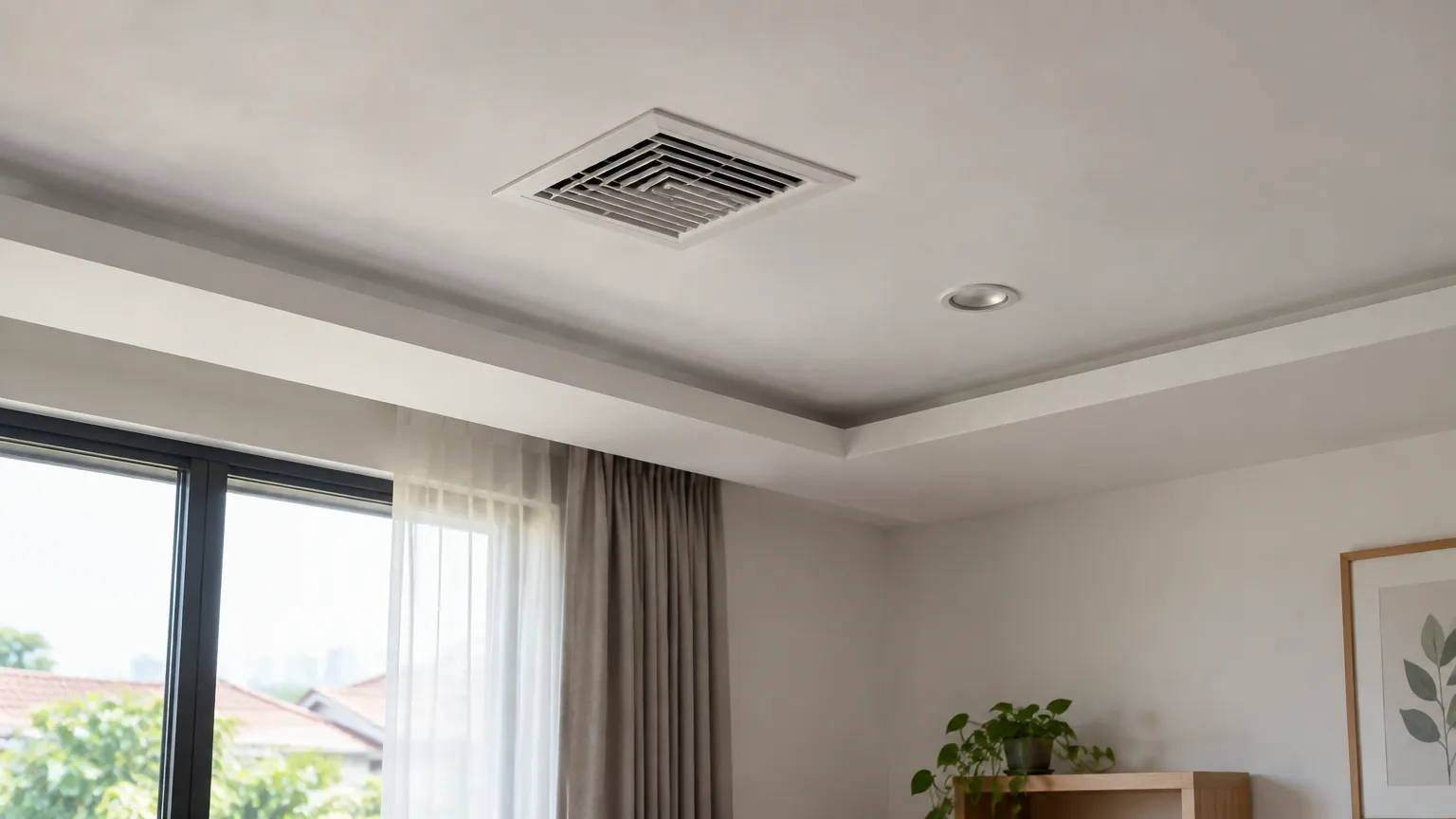 Kisi ventilasi pada plafon ruang terang